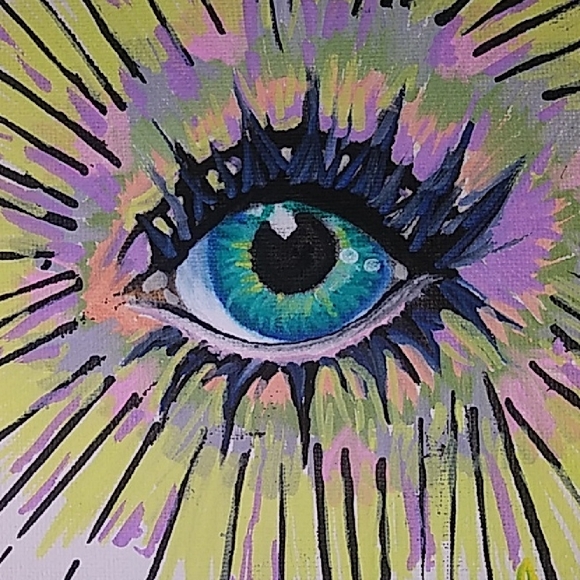 Mystical Eye Canvas Art w Stars✨and Moons 12"×9" By Andrea W. - Picture 5 of 5